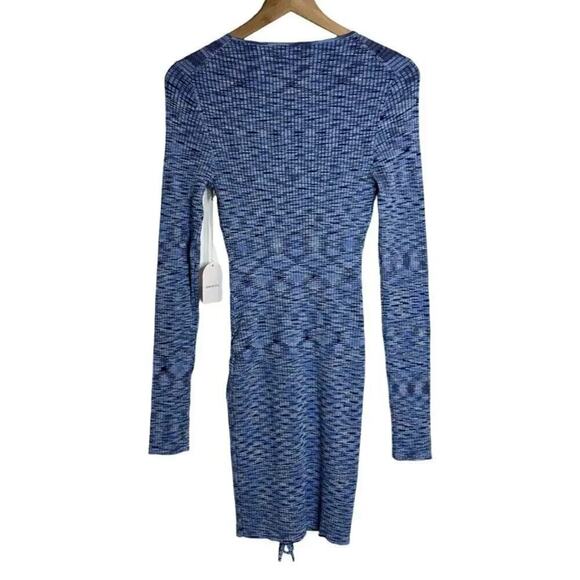 Song of Style Women's Mick Knit Mini Dress - Size Large Blue Long Sleeve Bodycon - Picture 7 of 10